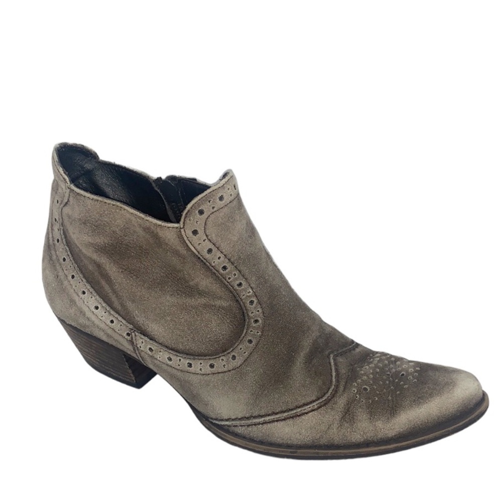 Paul Green Múnchen Suede Ankle Bootie 4 1/2EU 7US Zip Up Western Cowgirl Boots